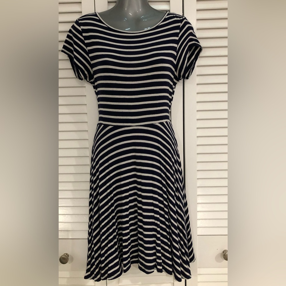 Alya from Francesca‘s collections navy blue and white striped mini dress